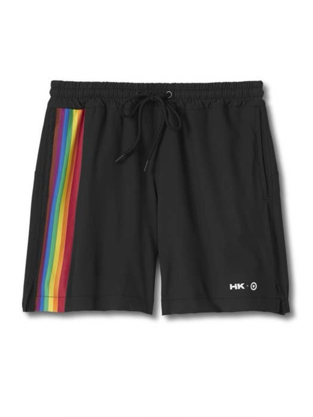 HUMANKIND x Target Black Swim Shorts with Rainbow Stripe